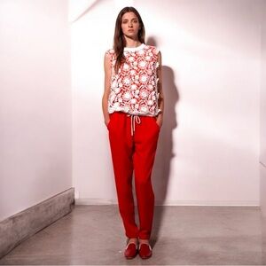 Emma Cook‎ Red Tapered Comfortable Pull On Trousers Pants Size 6